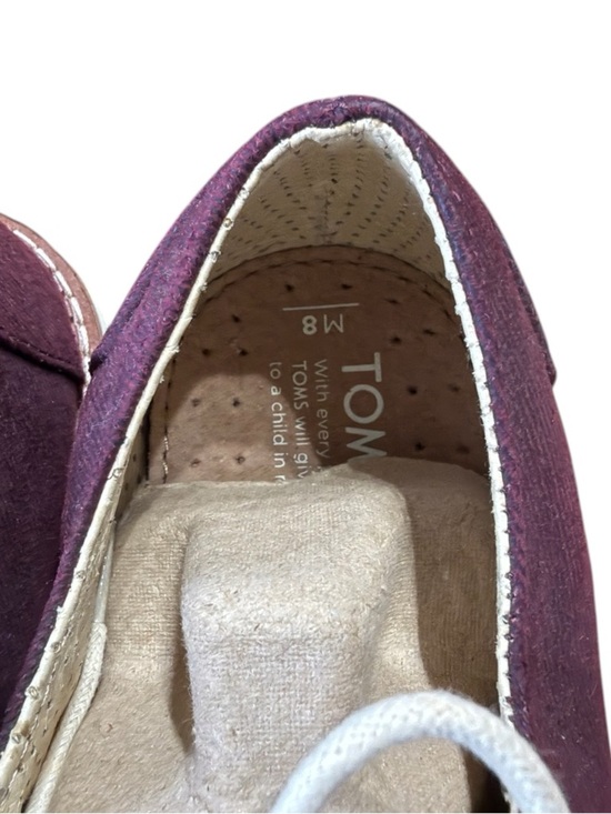 TOMS Burgundy Canvas Lace Up Oxford Shoes Mens 8W Comfort Casual
